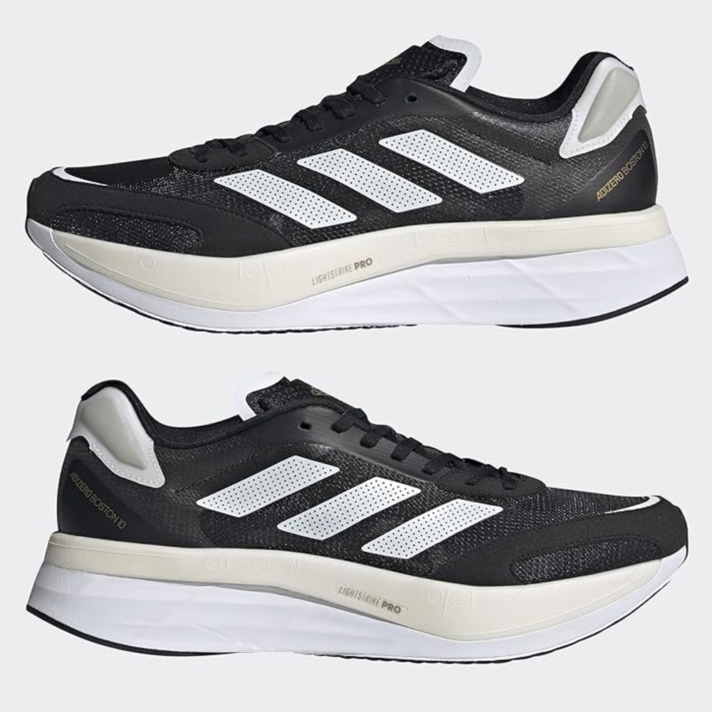 NWT Men's Adidas Adizero Boston 10 running shoes Black/White/Gold Metallic sz 13 - Picture 3 of 10